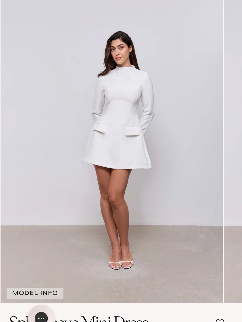 Elegant White Long-Sleeve A-Line Mini Dress